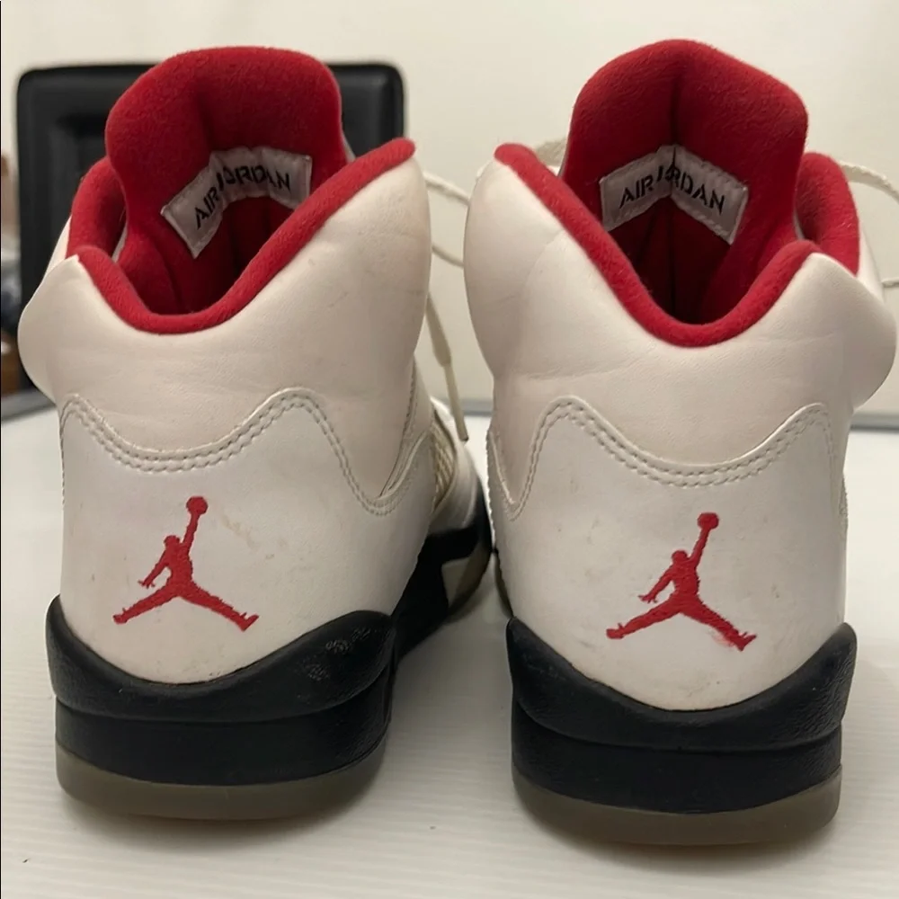 White and Red High-Top Sneakers